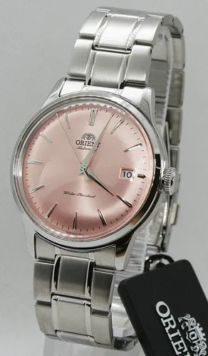 Orient Herren Kind 38mm Automatische Armbanduhr RA-AC0M1 - Armbanduhr für Herren mit elegantem Edelstahlarmband und auffälligem pinken Zifferblatt, 30m wasserdicht – ideal für stilvolle Auftritte.