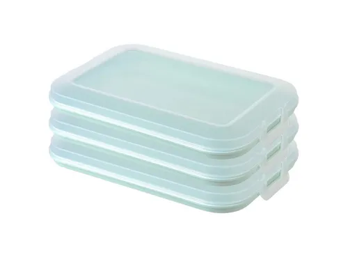 Engelland Frischhaltedose Aufschnittdosen für den Kühlschrank, Aufschnittboxen, PP-Kunststoff, BPA-frei, (Vorteils-Set, 3-tlg., mit transparentem Deckel), stapelbar, platzsparend, Ordnung im Kühlschrank, Organizer, Stapelbox