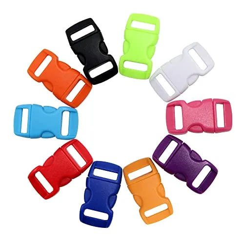 Sixfolo 50 Stück Plastik Schnallen 10mm Bunt für Paracord Armbänder