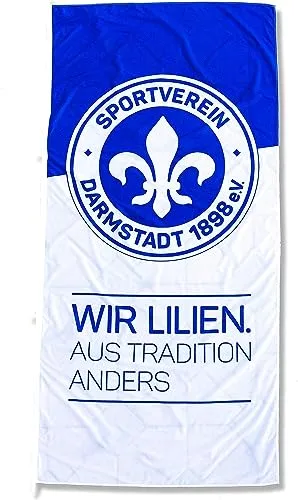 Sportverein SV Darmstadt 98 Fahne - Hissfahne Flagge mit Karabiner - Wir Lilien - 120x250cm - Original Lizenzprodukt