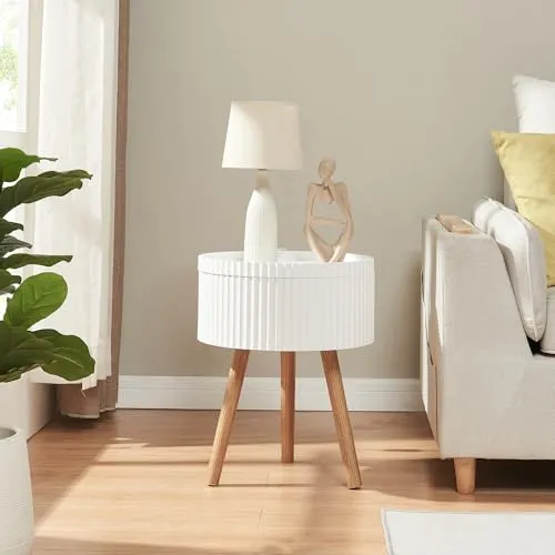 en.casa Beistelltisch »Bongard« Ø38 cm – Stilvoller Stauraum in Weiß