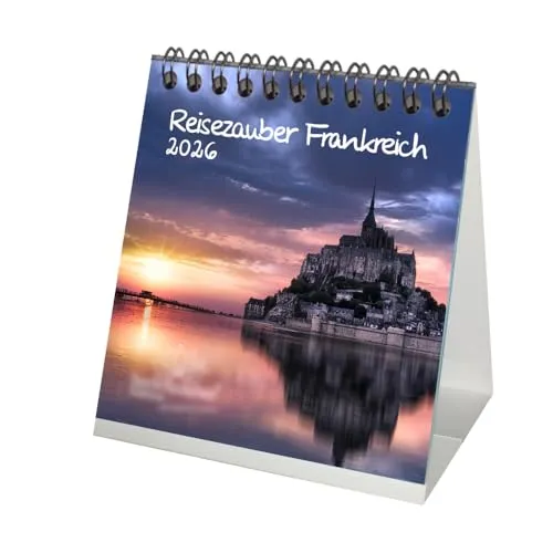Reisezauber Frankreich Tischkalender 10cm x 10cm für 2026 Urlaub Paris - Seelenzauber