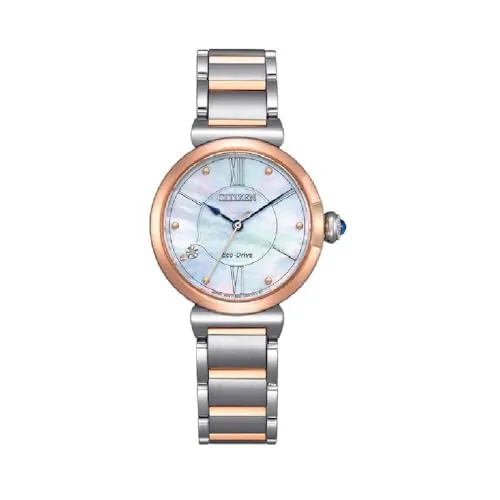 Citizen Silber Damen Armbanduhr EM1074-82D - Elegante Armbanduhr für Damen mit Eco-Drive Technologie, die Solarenergie nutzt. Wasserdicht bis 5 bar und im stilvollen Edelstahl-Design.