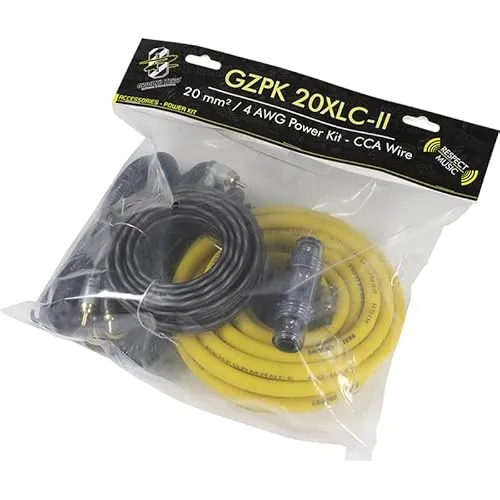 Ground Zero GZPK 20XLC-II Kabelkit - Hochwertiges Kabelset mit 20 mm² Querschnitt für optimale Strom- und Signalübertragung. Inklusive Mini-ANL Sicherungshalter und geschirmtem Stereo Cinchkabel – ideal für leistungsstarke Audioinstallationen.