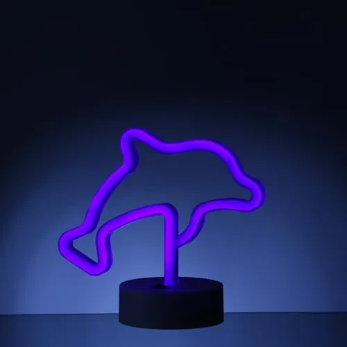 MARELIDA LED Neon Figur DELFIN LED NEON Schild Neonlicht Neon Dekolampe Leuchtfigur Kinderzimmer Schlafzimmer Batterie USB 19cm (Delfin)