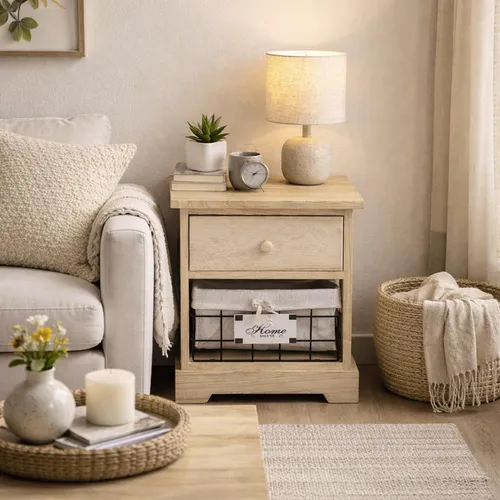 HTI-Living Kommode Melia mit Schublade und Korb in Artisaneiche