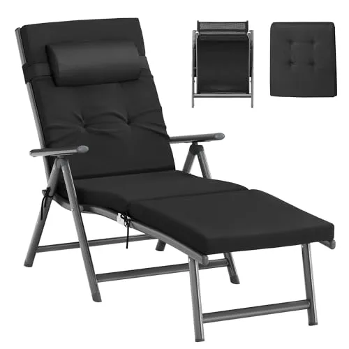 SONGMICS Liegestuhl - Neigbare Sonnenliege mit 6 cm dicker Matratze - Liegen: Hochwertige Sonnenliege aus Aluminium, rutschfest und atmungsaktiv, mit maximaler Belastung von 150 kg für optimalen Komfort im Freien.