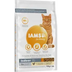 Iams für Vitalität Indoor Trockenfutter für Wohnungskatzen 10kg - Huhn - Katzenfutter für erwachsene Wohnungskatzen, unterstützt Vitalität und ist ideal für ein aktives Leben in der Wohnung.