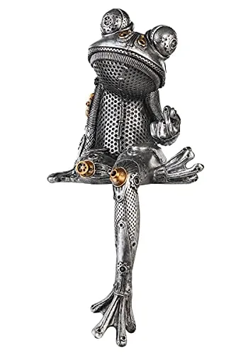 Brillibrum Design Figur Deko Frosch Mechanical Style Steampunk Kantenhocker Skulptur Zahnrad Dekoration Industrial Steam Punk Kunst Figur Frog (Frosch/Variante 7)