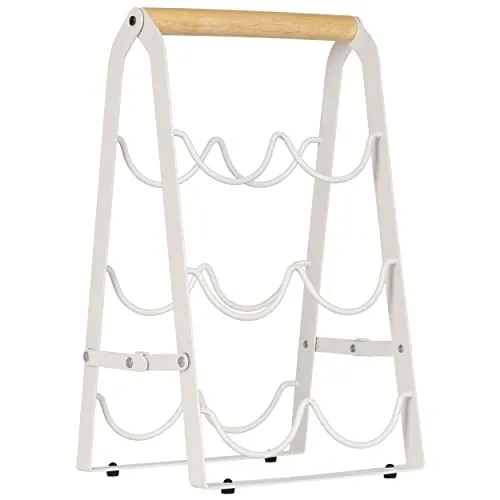 ONVAYA® Weinregal aus Metall | Weiß | Weinständer schmal | Flaschenregal stehend & klappbar | Weinflaschenhalter für 6 Flaschen | Weinhalter für Wohnzimmer & Küche