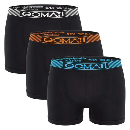 Gomati Herren Seamless Pants (3er Pack) Nahtlose Boxershorts aus Microfaser-Elasthan - Black Mix XL
