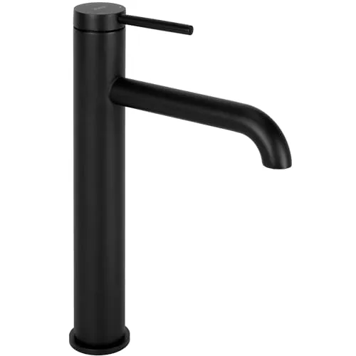 Rea Waschbecken-Wasserhahn, Schwarz - Touch-On-Wasserhahn für Badezimmerwaschbecken, elegantes Design in Schwarz, ideal für moderne Badezimmer und einfach zu bedienen mit einem Einhebelmischer.