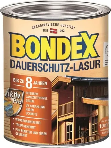 BONDEX Dauerschutz-Lasur Außen, 2,5 l Eiche - Farben & Lacke - Hochwertige Lasur mit UV-Blocker, ideal für Außeneinsätze, schützt Holz vor Witterungseinflüssen und sorgt für langanhaltende Schönheit.