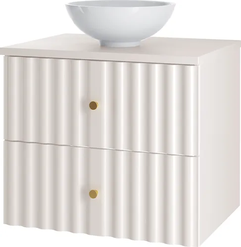 Waschtischunterschrank 60 cm breit inkl. Waschbecken in weiß matt AQUINO-140