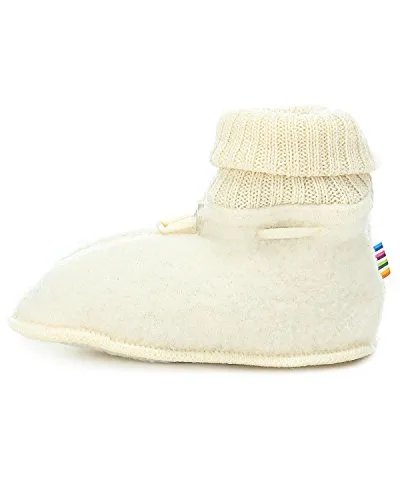 Joha Babyschuhe aus 100% Wolle, Weiß (15-17) - Hausschuhe aus weicher Schurwolle, ideal für Babys und Kleinkinder. Flexibel und atmungsaktiv, perfekt als Nachtschuh oder für unterwegs mit praktischem Verschluss.