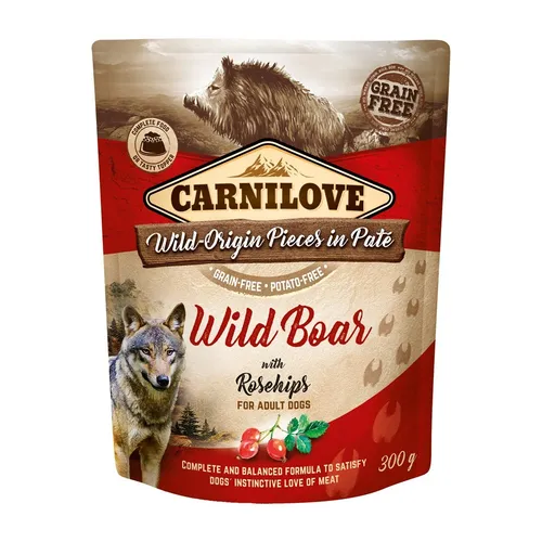 Carnilove Wild Boar with Rosehip 300 g - Nassfutter für ausgewachsene Hunde, getreidefrei und mit niedrigem Fettgehalt für gesunde Ernährung