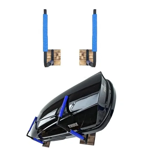 QLS Dachbox Verstellbarer Wandhalter 33-57 cm BOX1 blau - Gepäckträger für Dachboxen und Sportgeräte, verstellbar von 33-57 cm für optimale Anpassung, mit Schutzpolsterung und elegantem Design für eine aufgeräumte Garage.