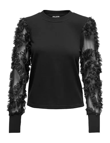 JdY Damen Jdyfairview L S JRS Sweatshirt - Schwarz, S EU, stylisches und bequemes Sweatshirt für jeden Anlass