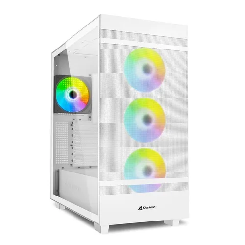Rebel C50 RGB - Tower-Gehäuse in Weiß, mit gehärtetem Glas und beeindruckender RGB-Beleuchtung für stylishe PC-Setups