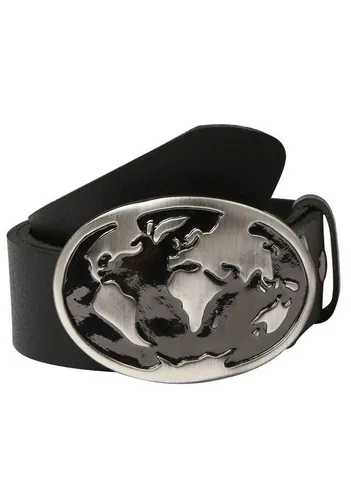 Rettungsring Gürtel Koppelgürtel mit austauschbarer Schließe Welt schwarz/silber