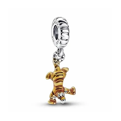 PANDORA Disney Winnie Puuh Tigger Charm-Anhänger - Bead Charms für Damen, aus Sterling Silber und Emaille, zeigt Tigger in seinem fröhlichen Sprung – perfekt für deine PANDORA Moments Armbänder!