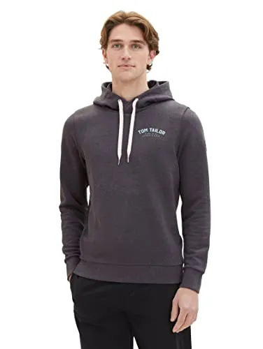 TOM TAILOR Herren Hoodie mit Logo-Print - Kapuzenpullover für Herren, Regular Fit, aus weichem Sweat-Stoff, ideal für lässige Looks und hohen Tragekomfort.