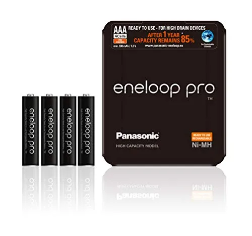 Panasonic eneloop, Ready-to-Use Ni-MH Akku, AAA Micro, 4er Pack, Storage Case, min. 930 mAh, 500 Ladezyklen, starke Leistung, wiederaufladbare Akku Batterie