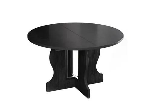 Mondeer Ausziehbarer runder Esstisch 110-150 cm oval in Schwarz