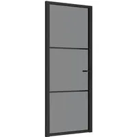 vidaXL Innentür 83x201,5 cm - Schwarz ESG-Glas mit Aluminiumrahmen - Moderne Innentür aus starkem, gehärtetem Glas mit Aluminiumrahmen, ideal für stilvollen Sichtschutz und Lichtdurchlässigkeit. Perfekt für einen eleganten Raumübergang.