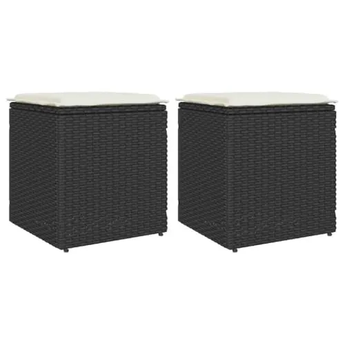 vidaXL Gartenhocker mit Kissen 2 STK. Schwarz von vidaXL