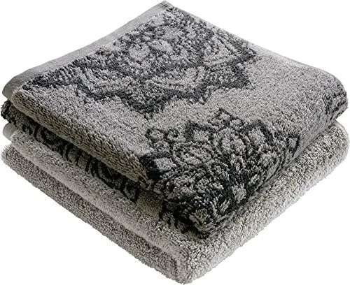 Erwin Müller Duschtuch Bühl 2er-Pack grau Größe 70x140 cm - besonders flauschig, voluminös, äußerst saugfähig