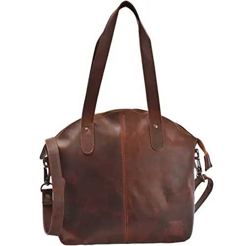 LECONI Shopper Schultertasche Damen Handtasche Ledertasche Natur Henkeltasche aus Leder Damentasche 33x30x10cm braun LE0060-wax