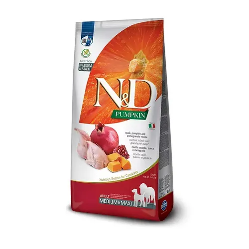 N & D Pumpkin Adult Med&max Wachteleier 12 KG