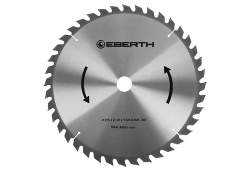 EBERTH Kreissägeblatt 315mm – Langlebig und Vielseitig für Holz - Kreissägeblätter für Holz, 315mm Durchmesser, Hartmetall-Zähne für lange Lebensdauer und selteneres Nachschleifen. Ideal für elektrische Kreissägen, Handsägen und Tischsägen.
