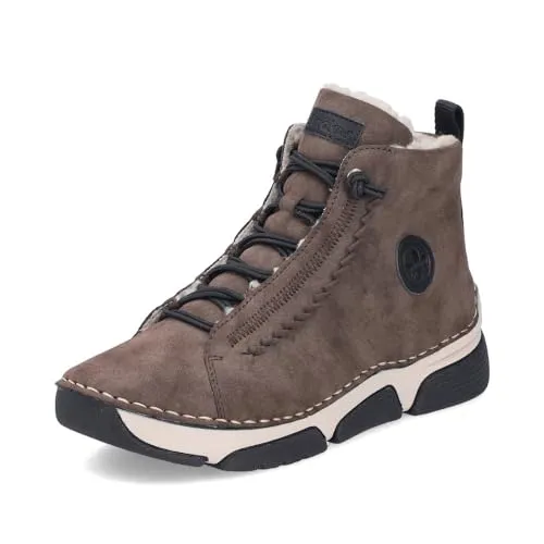 Rieker Damen Schnürstiefeletten 45912 - Wanderschuhe für Damen, warme und gefütterte Stiefeletten mit bequemem Keilabsatz, ideal für den Übergang und jeden Tag.