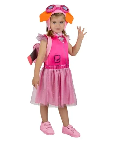 Funidelia Skye Paw Patrol Kostüm für Mädchen - Kostüm für Kinder in Rosa, inklusive Kleid, Rucksack und Mütze. Ideal für Karneval, Halloween und Kostümpartys. Exklusive Designs von Funidelia für unvergessliche Erlebnisse!