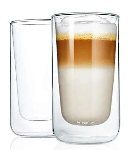 blomus Set 2 Latte Macchiato-Gläser -NERO- 320 ml Nr. 63655 - Weinregale und Gläser-Set aus hochwertigem Glas, ideal für stilvolle Präsentation von Latte Macchiatos.