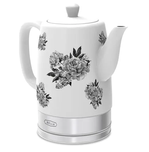 BELLA Elektrischer Wasserkocher & Teekessel – Keramik-Wassererhitzer mit Blumenmuster