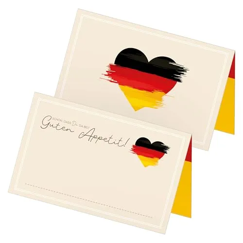 itenga 48x Tischkarten Platzkarten Deutschland | Motiv mit Deutscher Flagge