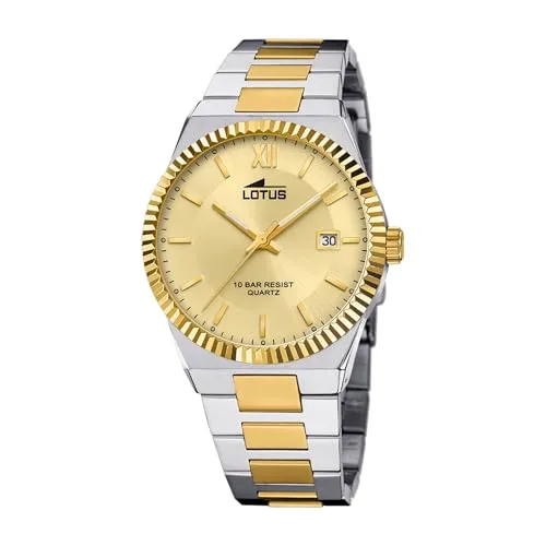 Lotus 18836/3 Herren Armbanduhr - Elegant in Silber und Gold - Stilvolle Herren Armbanduhr von Lotus mit robustem Edelstahlarmband und elegantem gold-beigen Ziffernblatt. Ideal für den täglichen Gebrauch und besondere Anlässe, wasserdicht bis 10 bar.