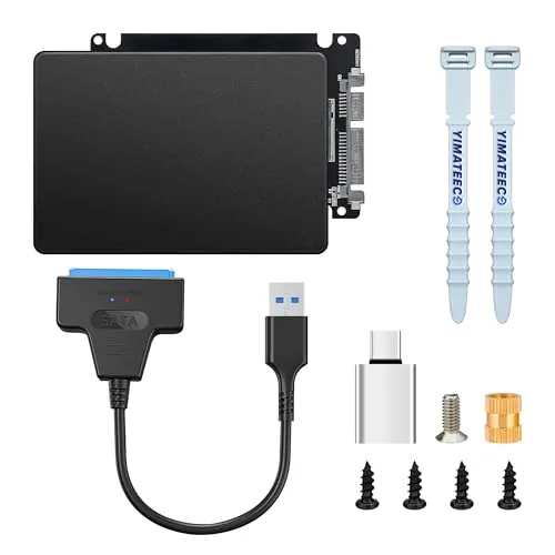 M.2 NGFF SSD SATA Festplattenadapter, M.2 NGFF SATA SSD auf 2,5Zoll SATA3.0 Adapterkarte Externe Festplattenbox mit 7mm Gehäuse bis zu 6 Gbit/s Unterstützt 2230 2242 2260 2280 (1Satz)