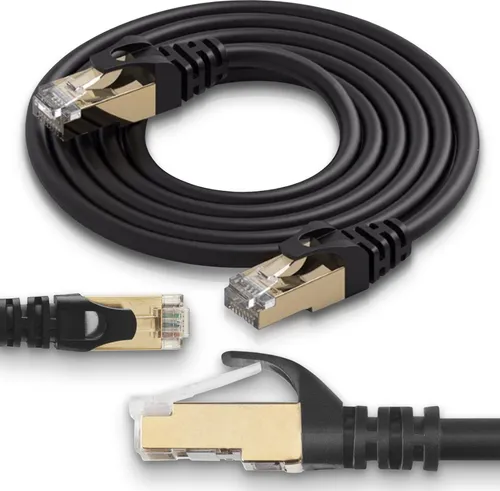 Netzwerkkabel Cat8 Cat8.1 DSL Patchkabel Internet Ethernet LAN Netzwerk KabelFarbe:Schwarz;Länge:2 m
