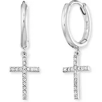 Engelsrufer Creolen Lilcross ERE-LILCROSS-ZI-CR - Ohrschmuck für Damen aus hochwertigem Sterling Silber, elegantes Design mit feinem Kreuzmotiv für einen besonderen Look.
