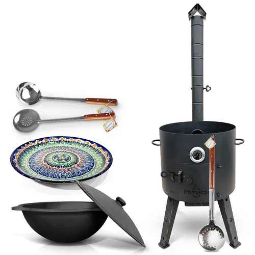 Feuerofen Ø 44 cm 2 mm Stahl Utschak Uchag mit Usbekische Kazan 16 L Казан Lagan