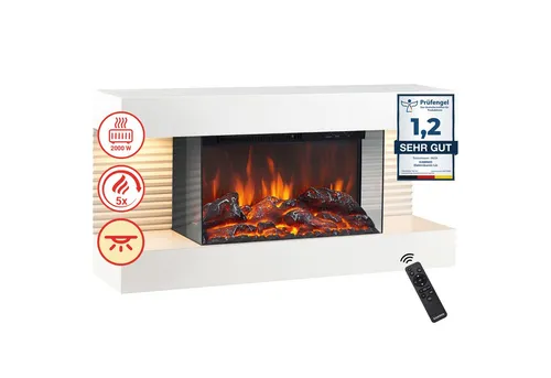 KAMINIO Elektrokamin Liz - Eleganter Wandkamin mit 3D-Flammeneffekt - Elektrische Kamine: Genießen Sie ein realistisches Kaminfeuer mit energiesparender 3D-Technologie und komfortabler Fernbedienung für perfekte Wohlfühlatmosphäre.