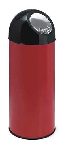 PROREGAL Klassischer Abfallbehälter mit Pushdeckel | 55 Liter, HxBxT 84x31x31cm | Metall | Rot