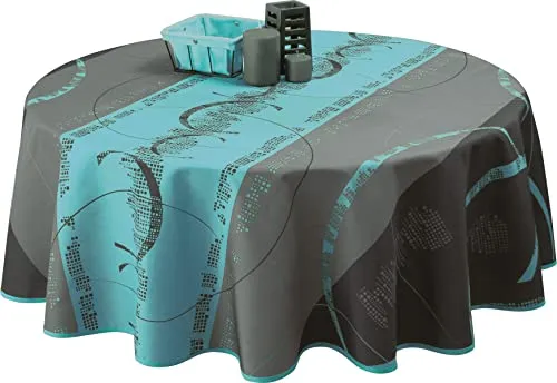 Tischdecke Fleckabweisende Astrid Türkis - Rund 160 cm in türkis von Le linge de Jules