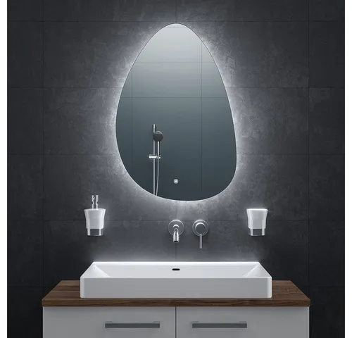 Bringer Badspiegel BRS301 - LED Spiegel mit Anti-Beschlag und Speicherfunktion - Moderner Badspiegel mit integrierter Heizfläche für beschlagfreies Spiegeln und drei dimmbaren Farbtemperaturen. Ideal für jedes Badezimmer und kombiniert Funktionalität mit stilvollem Design.