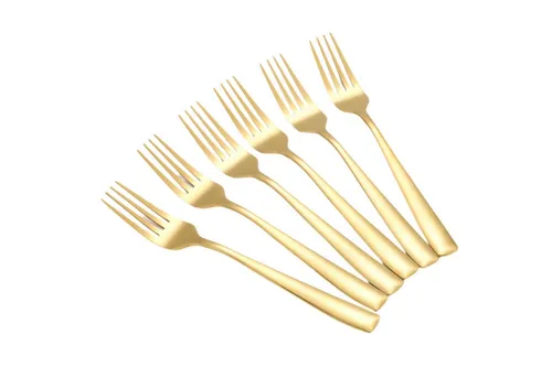 Cheffinger Besteck-Set 6er Set goldene Menügabel aus hochwertigem Edelstahl Modern & Elegant, Edelstahl