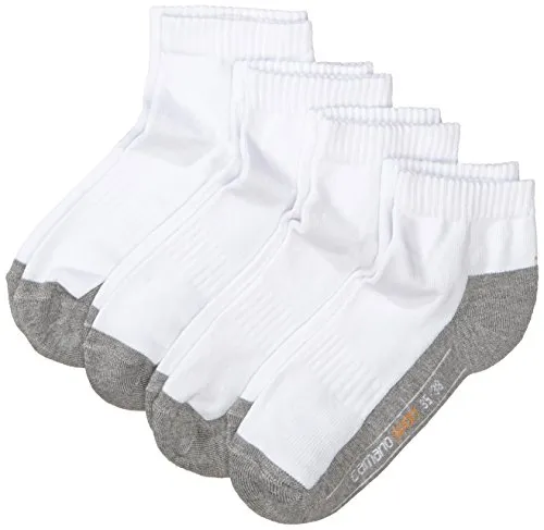 Camano Herren 5932 Quarter 4 Paar Sportsocken, Weiß (White 01), 35-38 EU
